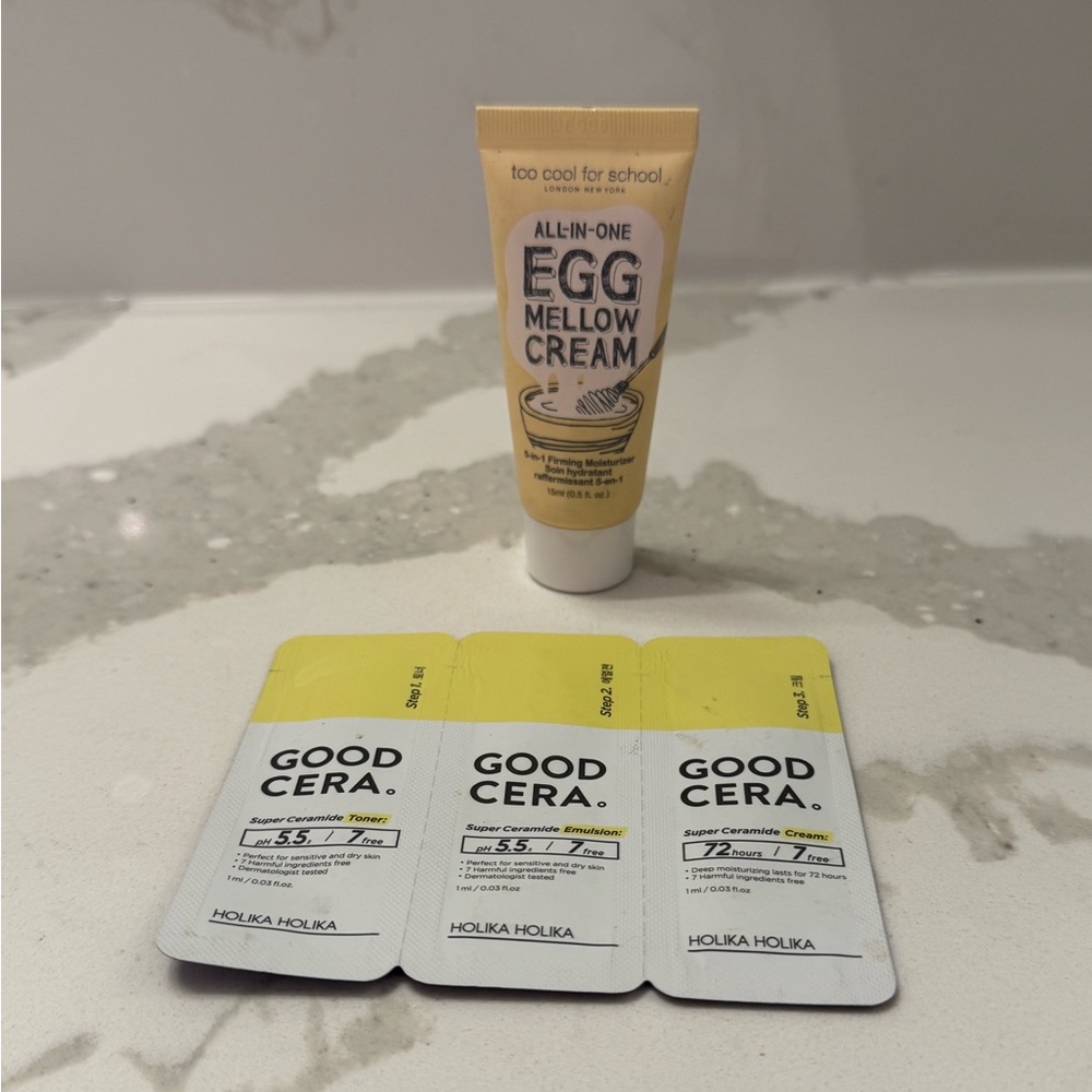 NEW Too Cool for School Egg Mellow Cream & Holika Holika Samples